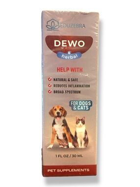 🐶 Eduzebra DEWO Herbal Pet Supplement Drops Dogs & Cats Sealed Exp 9/2027